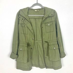 Brass Plum Olive Green Utility Jacket, size S.